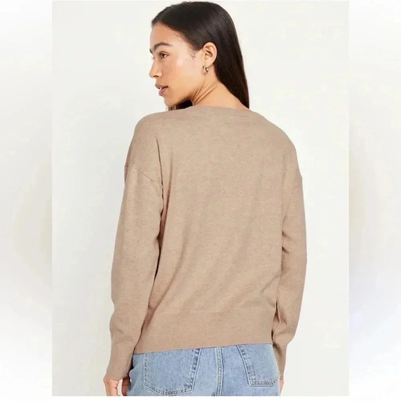 Old Navy SoSoft Lite Loose V-Neck Sweater, Size L (12/14), Mushroom - Picture 2 of 7